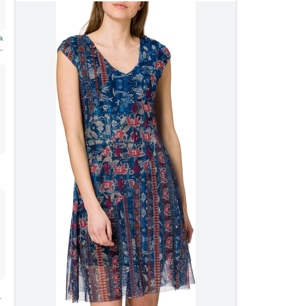 Desigual Blue and Red Patterned Dress